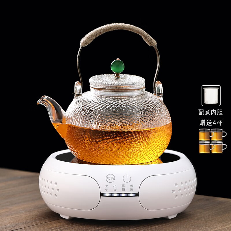 呈视 加厚玻璃煮茶壶提梁锤纹烧水泡茶养生壶自动煮茶电陶炉家用茶具