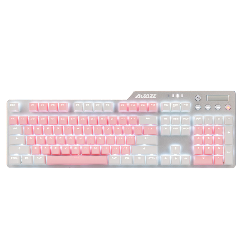 黑爵（AJAZZ）刺客ⅡAK35I机械键盘 有线游戏键盘 PBT键帽 纯净白光 游戏 电脑 笔记本 吃鸡键盘 白粉色 红轴 170.1元