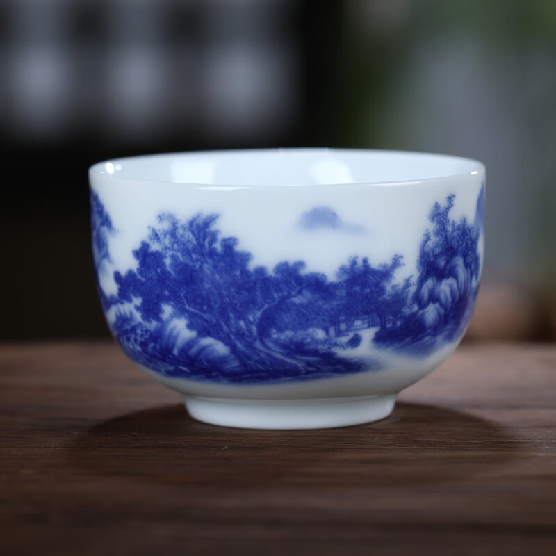 杯釉中彩主人杯单杯釉上彩泡茶杯功夫茶具配件 品茗杯-山水(单个装)