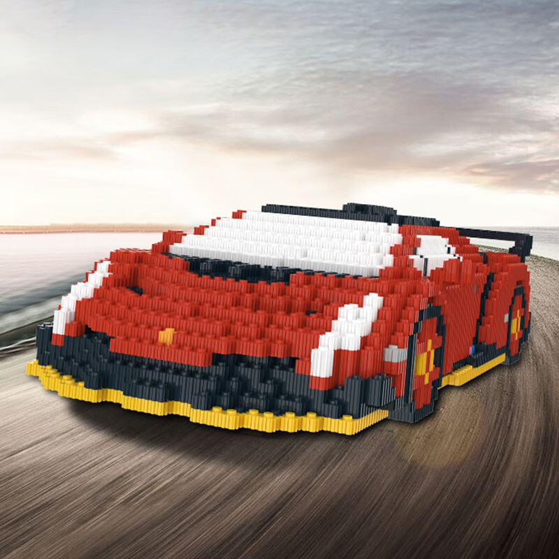 迪士尼 兰博基尼赛车跑车模型拼图微小颗粒拼装积木男孩玩具礼物抖音