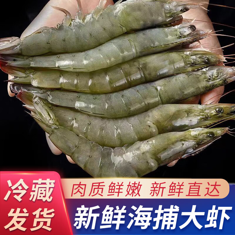 特米尼红青岛国产大虾新鲜鲜活基围虾大号速冻整箱海鲜水产特米尼红
