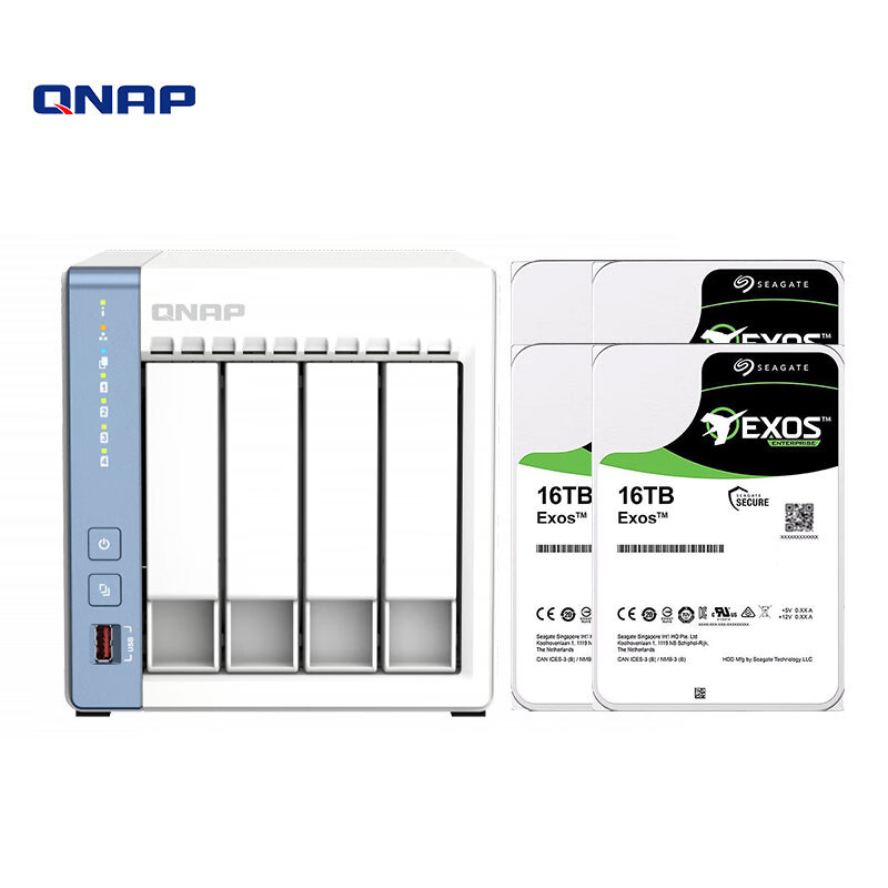 威联通（QNAP）TS-462C 4盘位4G内存Intel®处理器网络存储服务器内建2.5G网口NAS（含希捷企业盘16T*4）