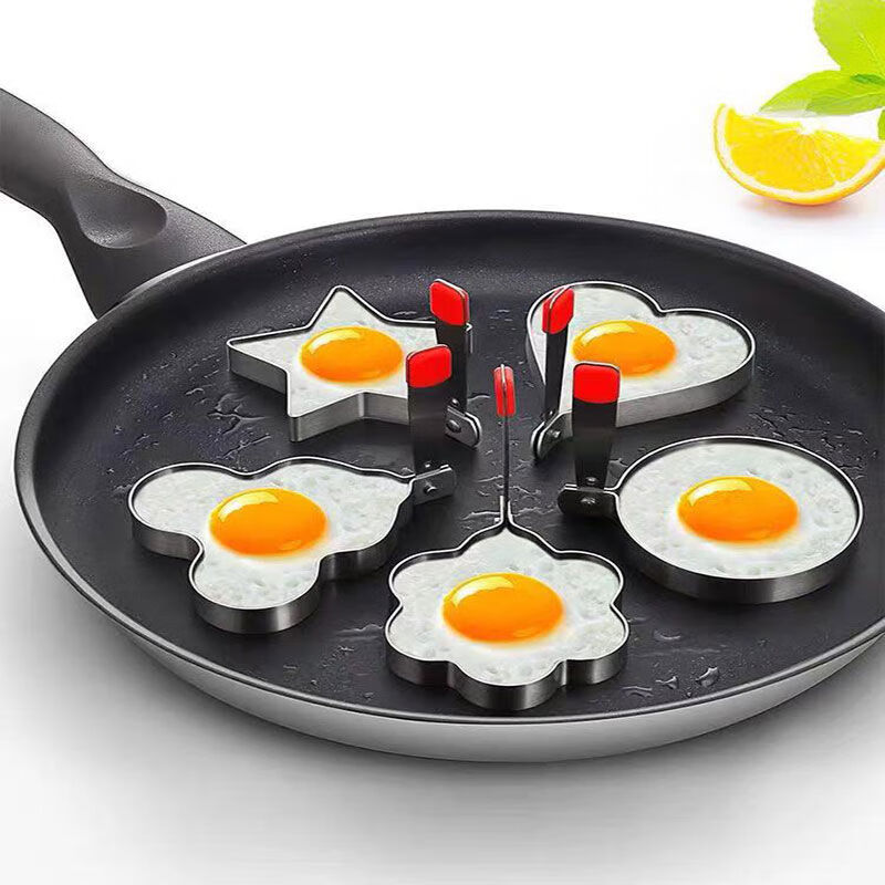 言米加304不锈钢煎蛋器模型荷包蛋模具爱心型煎鸡蛋模具可爱便当煎蛋神 五件套模具套装