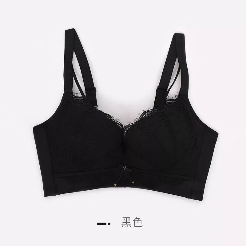 商场同款】百分百感觉1569无钢圈柔软中厚b杯内衣调整型聚拢深v 黑色