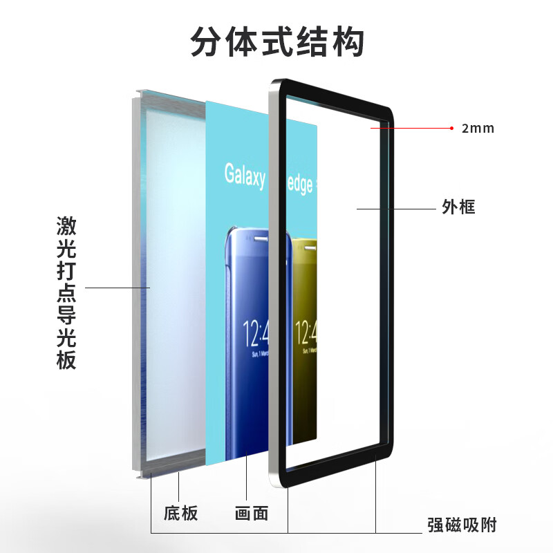 圆角超薄灯箱广告牌led挂墙式展示牌磁吸餐厅奶茶电梯灯箱定制磐之纤