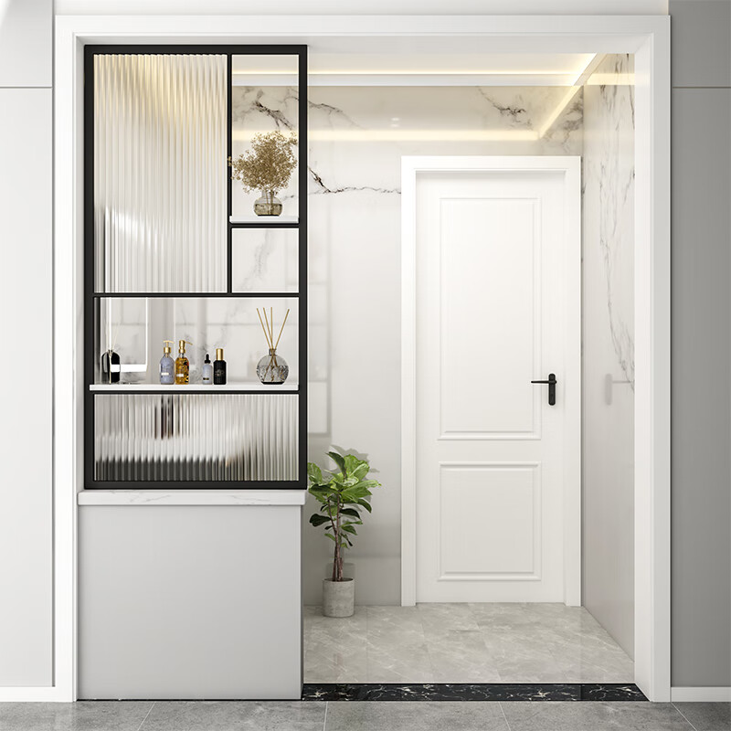 吉梵棠 轻奢超白长虹玻璃卫生间铁艺屏风隔断客厅洗手台不锈钢现代