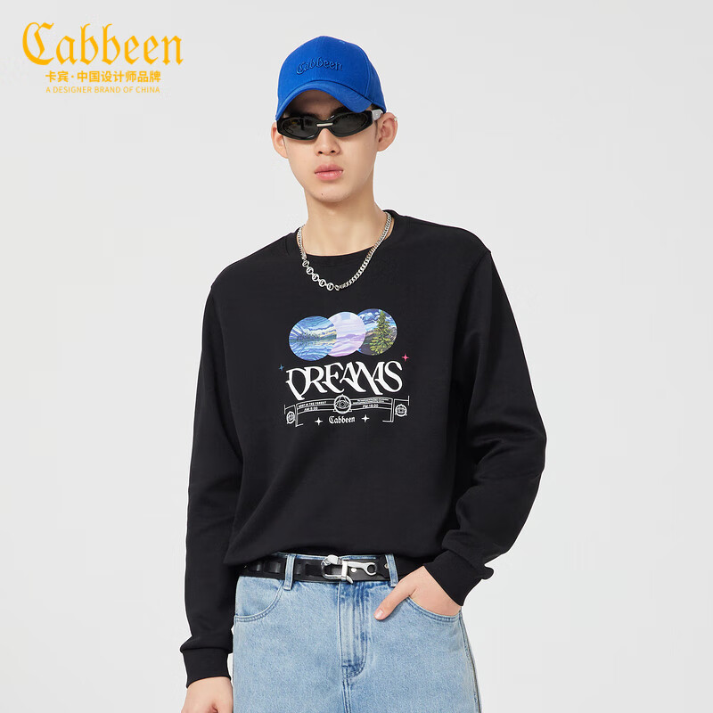 CABBEEN卡宾【未来自然】男装休闲圆领卫衣2022早春新款后现代风景图案A 煤黑色01 50/175/L使用感如何?