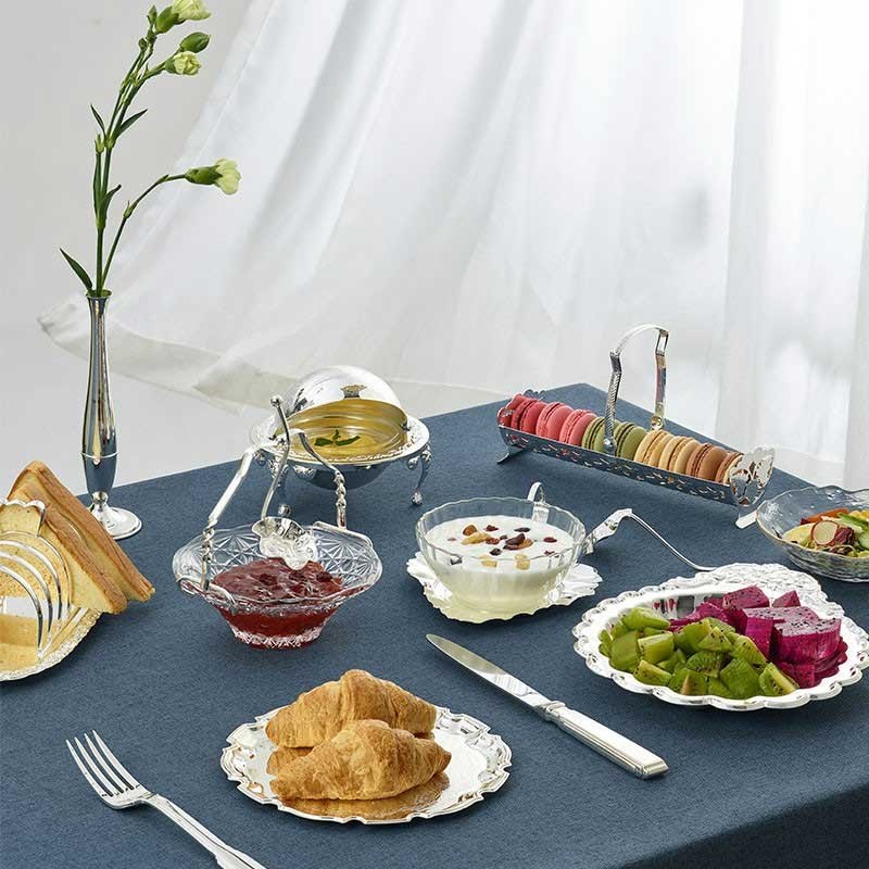 安妮女王圆形托盘点心早餐水果盘进口银器奢侈小齐本中齐本大齐本德尔