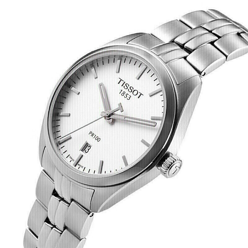 天梭tissotpr100系列钢带石英男表t1014101103100