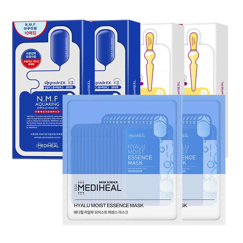 美迪惠尔(Mediheal)水润2盒+胶原蛋白2盒+透明质酸水感2盒（套装已含附件，共70片）