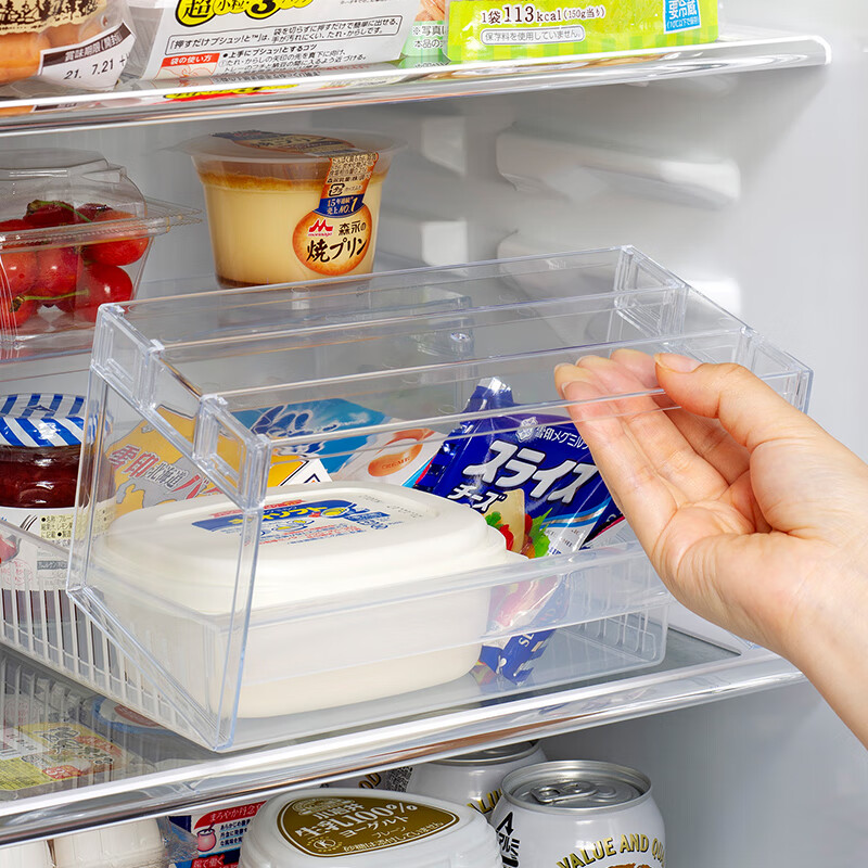 日本进口冰箱内部隔层架子分隔收纳架冰柜分层架抽屉盘子置物隔板 宽款