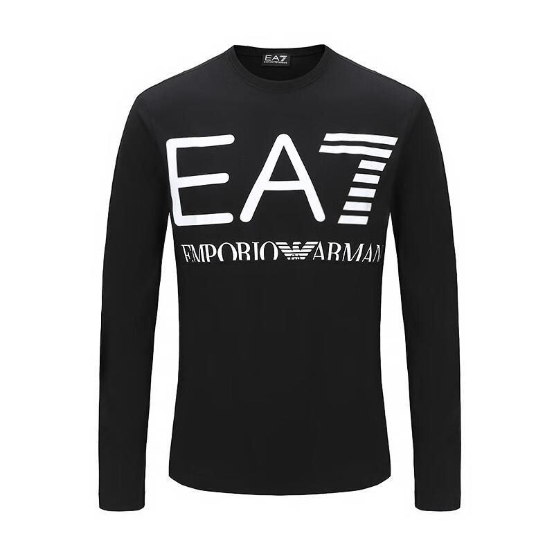 阿玛尼(armani)  男士圆领简约长袖t恤休闲logo男装上衣打底衫秋冬