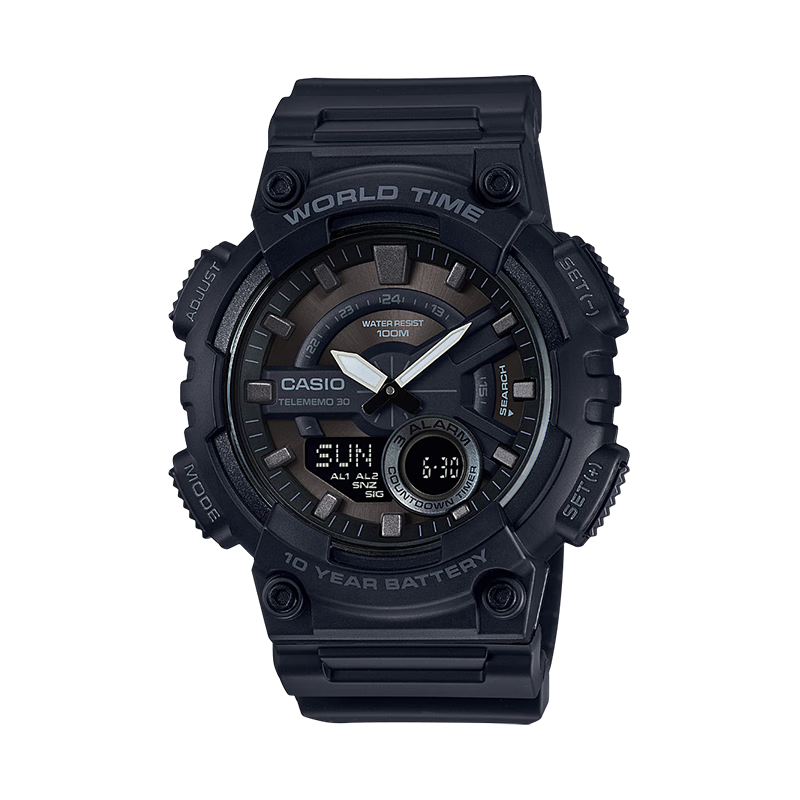 数字双显世界时间运动休闲男表 aeq-110w-1bvdf296元包税(拍下立减)