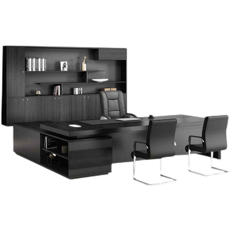 美轩戈办公桌老板桌总裁桌 现代简约新款办公家具 新中式板式大班台办公室桌椅组合书柜电脑桌写字台套装 色卡定制(颜色选择)