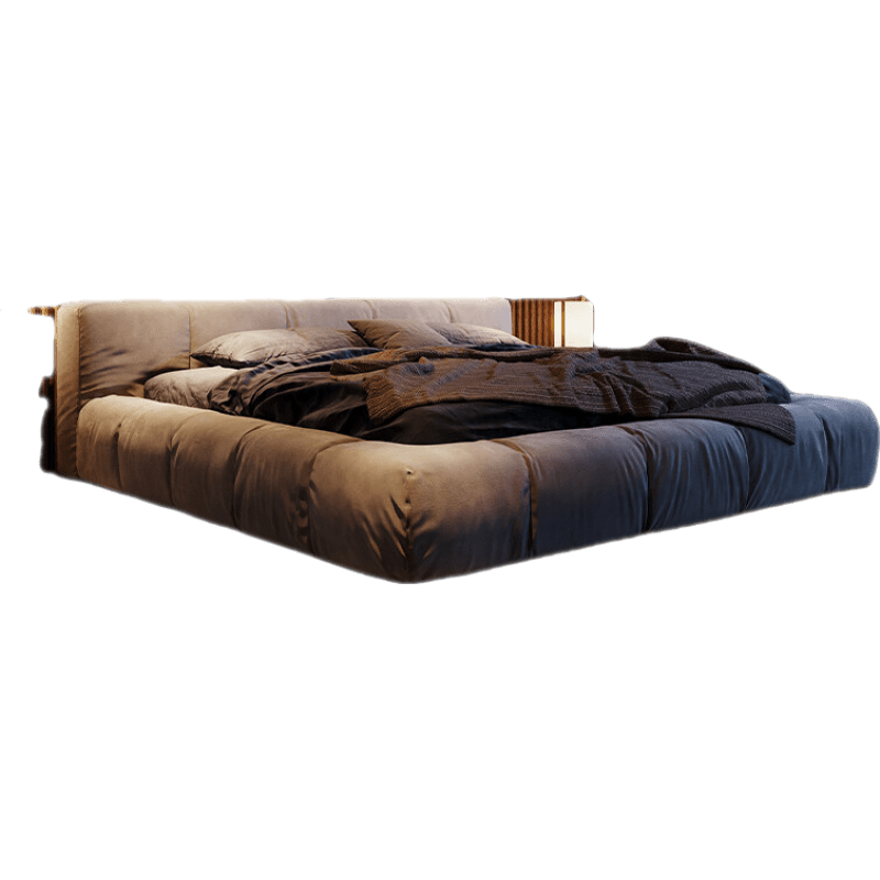 【买单床送床头柜】迪伦公馆 床 意式极简磨砂科技布布艺床卧室简约落地双人床主卧软包科技布床 单床【磨砂科技布】 1500*2000mm 箱体结构