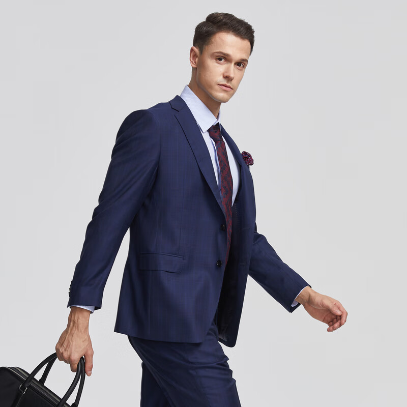 MAYOR男装进口面料纯羊毛进口面料商务正装西服外套 深蓝色 170A (170/92A)