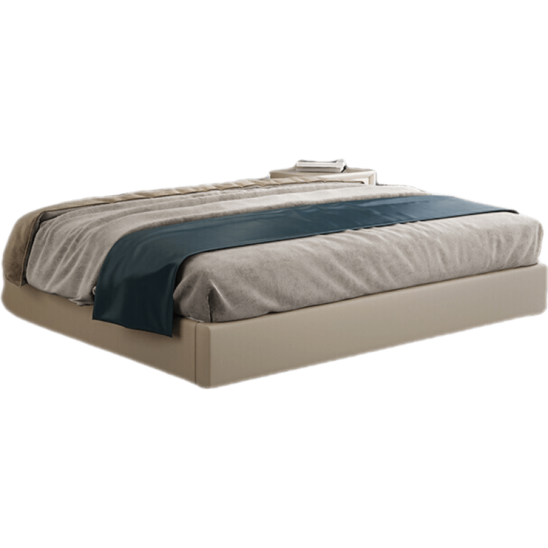 卧森 轻奢皮床现代简约小户型双人床1.8米主卧软靠双人储物婚床大床 真皮床单床 1500mm*1900mm  框架结构