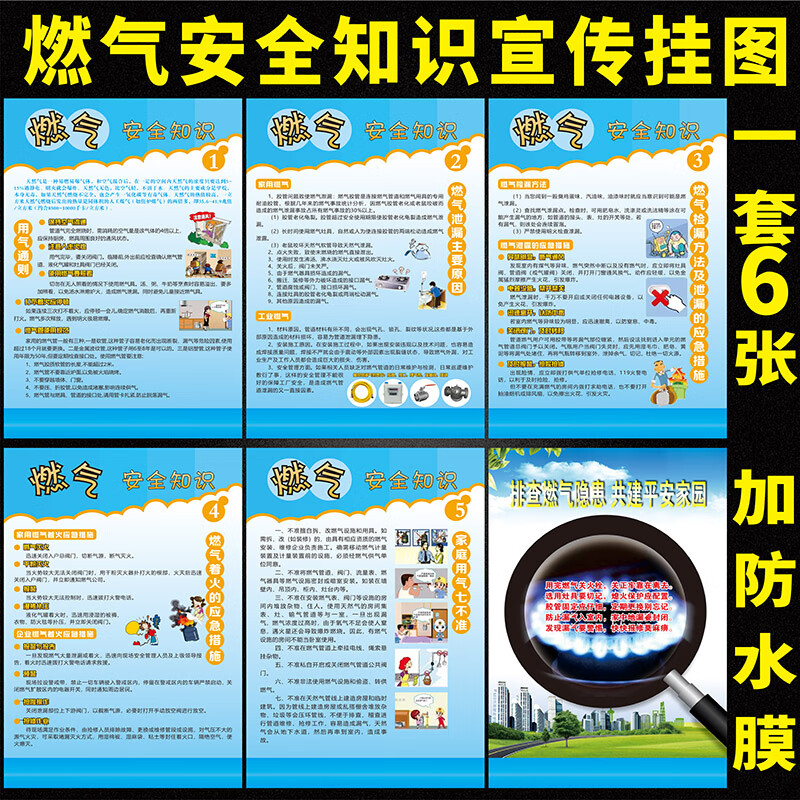 黎明之夜燃气安全知识宣传贴画燃气使用常识煤气中毒泄露应急宣传海报