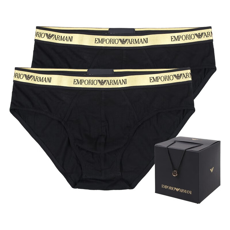 阿玛尼(armani)男士三角内裤两条礼盒装 ea系列 黑色两条装 s