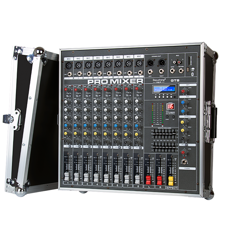 depusheng 得普聲GT8M帶功放調(diào)音臺(tái)一體機(jī)無(wú)線話筒航空箱麥克風(fēng)專業(yè)舞臺(tái)婚慶8路效果MP3藍(lán)牙播放 GT8專業(yè)八路航空款功放調(diào)音臺(tái)一體機(jī)