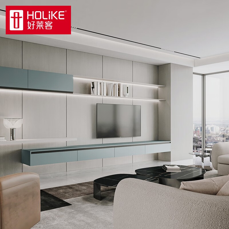 好莱客电视柜背景墙 客厅护墙板 墙面柜子 装饰板防水防油防撞 全屋