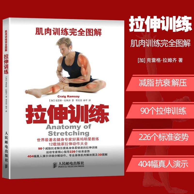 拉伸训练完全图解 肌肉训练书籍 拉伸训练 单人无器械健身书籍教程 肌肉力量训练 肌肉健美训练图解