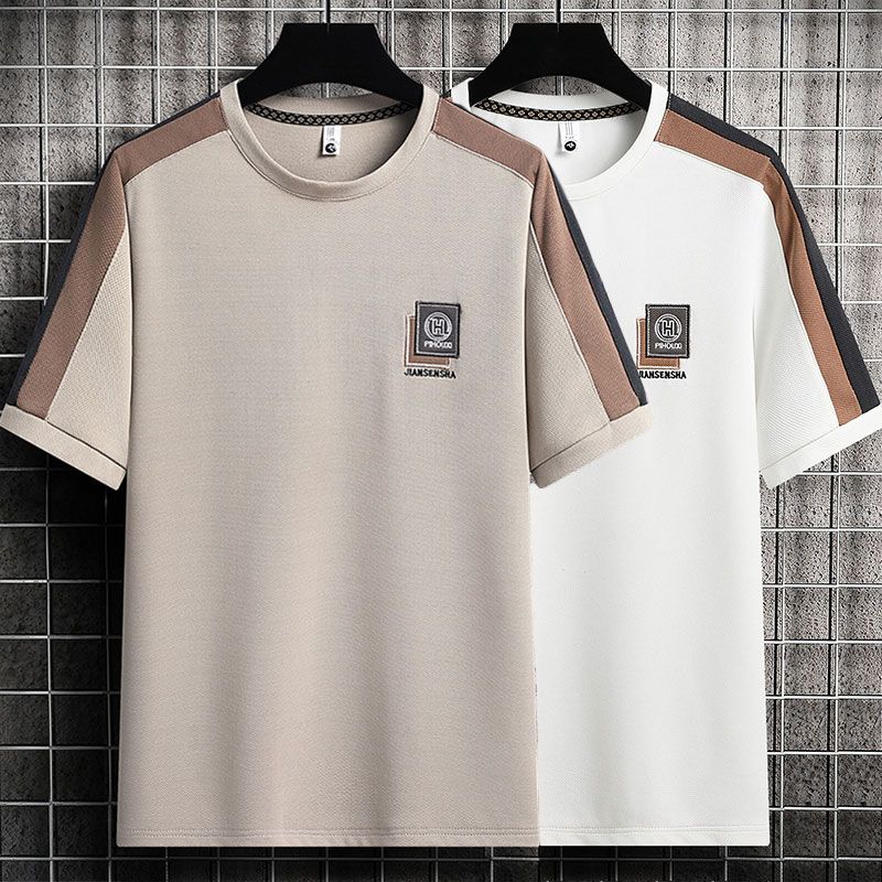 企迈衣服男装t恤夏季刺绣短袖男新款潮流休闲圆领半袖打底衫青年时尚