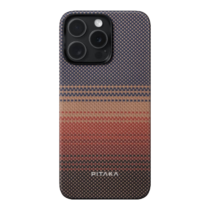 PITAKA適用蘋果iPhone15ProMax手機殼W+日落月升藝術(shù)凱夫拉MagSafe磁吸超薄膚感男女款保護套非碳纖維