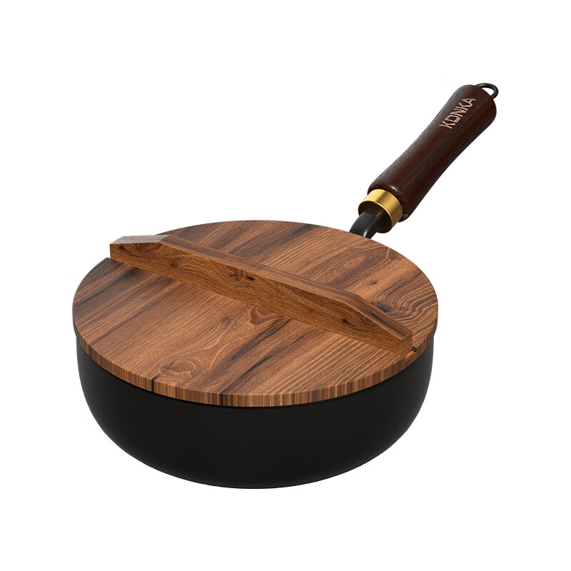 康佳（KONKA）炒锅铁锅不粘锅厨房炒菜锅家用平底煎炒锅易洁少油烟磁炉燃气通用 锻打小炒锅玻璃盖 20cm