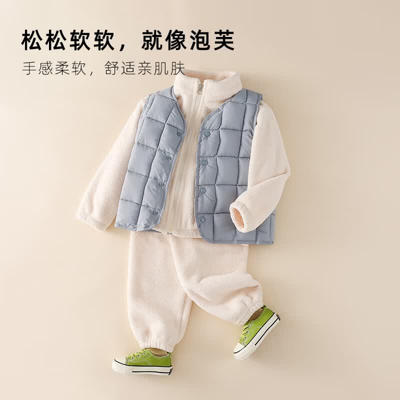 棉花堂宝宝套装春秋童装儿童运动卫衣套装男童女童外服2023新款Y 米白+浅蓝色 100cm属于什么档次？