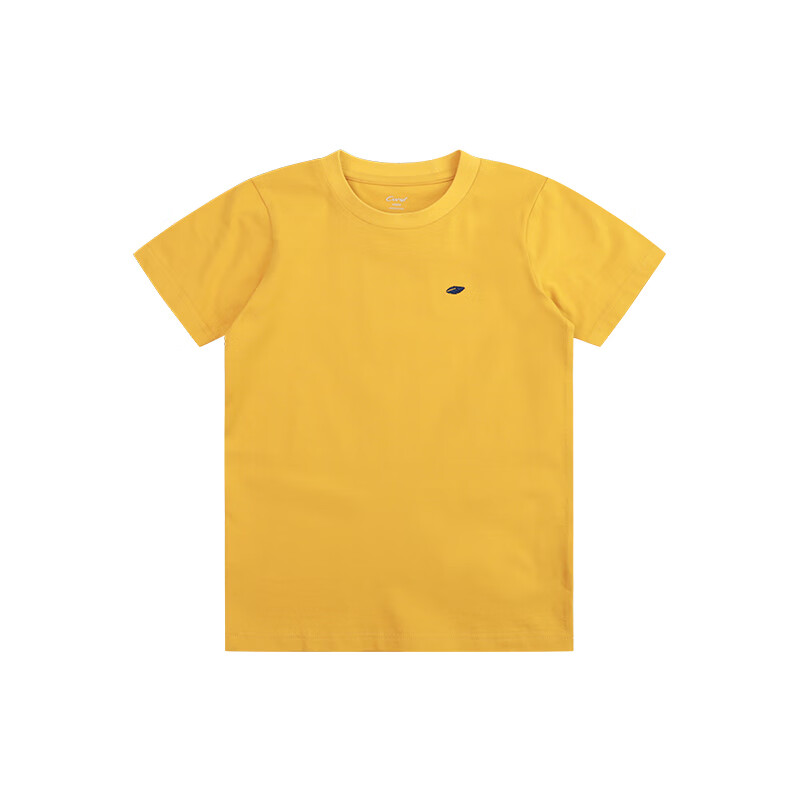 纯一良品（CUNYI）童装男童短袖t恤儿童夏装中大童运动上衣男孩打底衫基础款 姜黄 130 cm