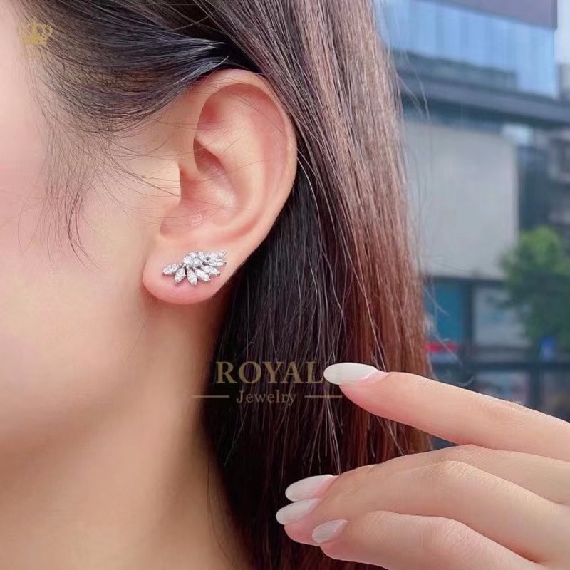 royalpick钻石耳钉耳环1克拉18k金简单送人女朋友老婆情人节生日结