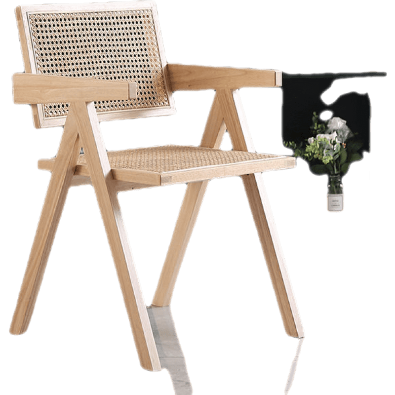 嘉际 进口印尼藤全实木藤编靠背扶手椅家用北欧单人椅休闲复古民宿餐饮 普通版K椅(原木色) 天然植物真藤