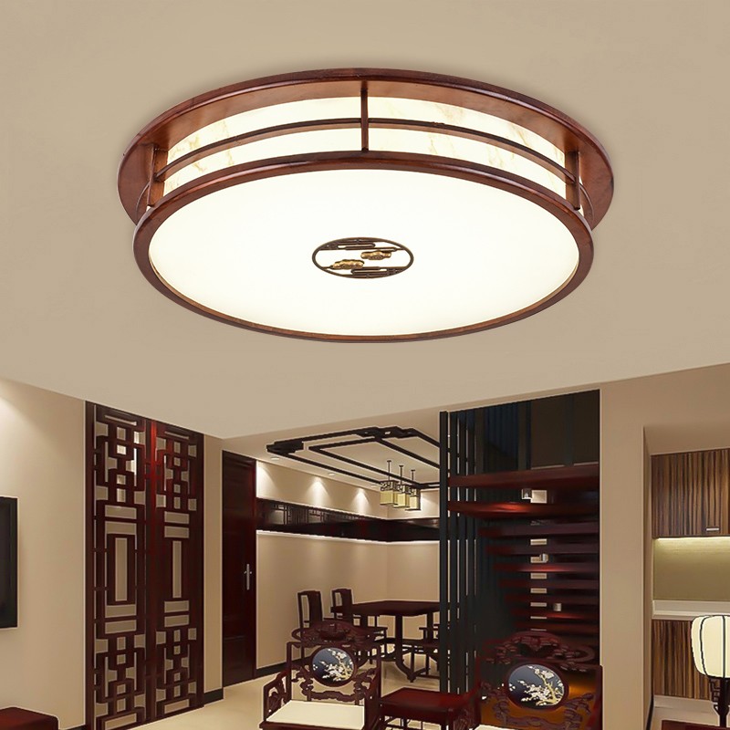 博俊 广东中山灯具实木新中式吸顶灯客厅灯led卧室灯中国风灯饰古典灯