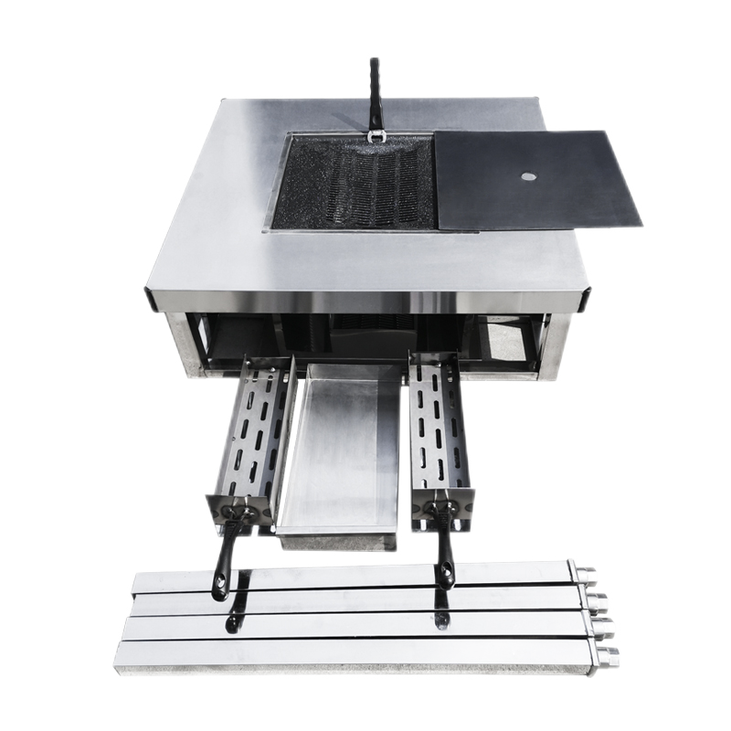 昊燃 無煙燒烤桌木炭不銹鋼自助燒烤桌商用擺攤戶外庭院烤小豆腐烤肉桌 不銹鋼80*80開口40*40.麥飯石不粘烤盤