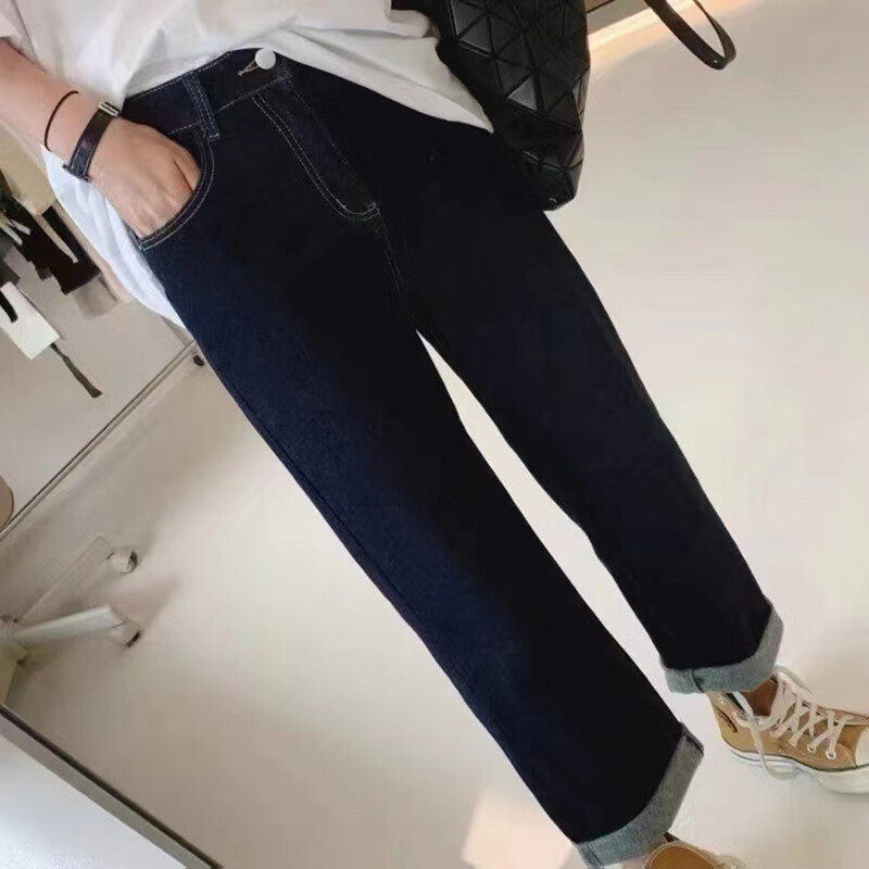 骅促粉胖妹妹加肥加大码牛仔裤女胖mm200斤粗腿裤子特超大号肥婆胖人