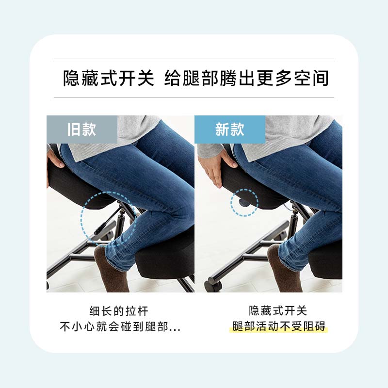 山业电脑椅健康学习椅防驼椅人体学生椅办公椅跪椅正姿椅家用椅矫姿椅 【升级线控不挡脚】-白色-SNCH018W智能省力