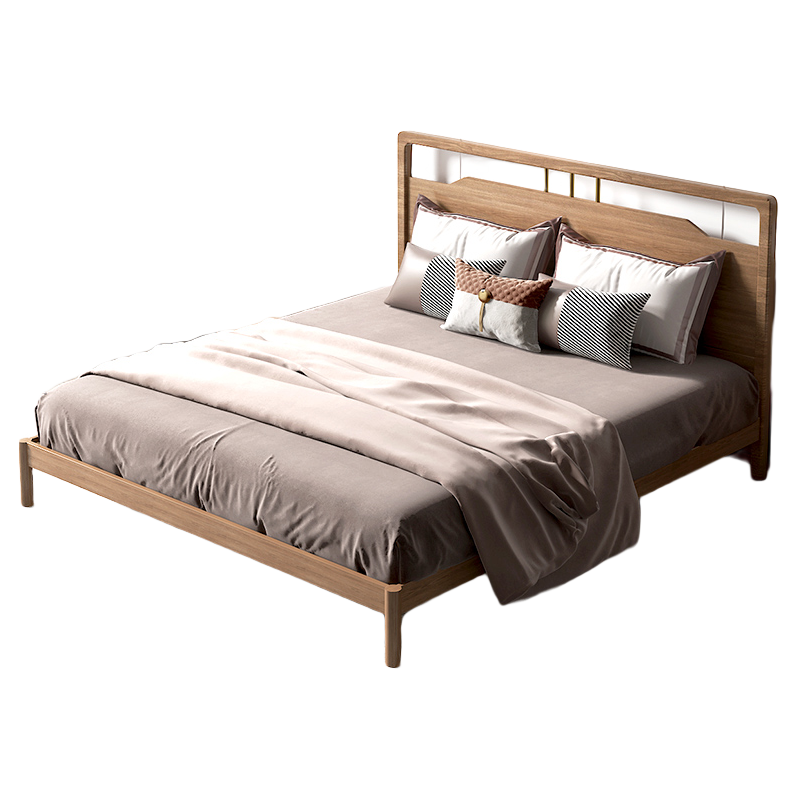 天坛家具 床  新款实木双人床 现代简约床 北欧新中式婚床 胡桃木卧室家具 高箱床+8cm椰棕垫 1.2m