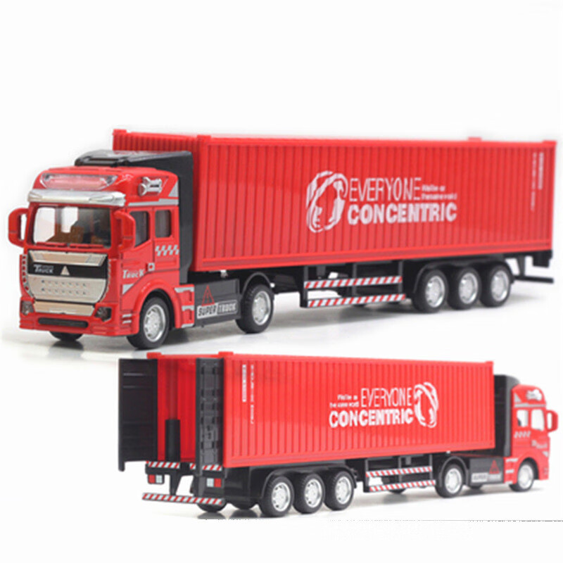 凌速凌速-儿童玩具合金货柜车集装箱运输车 集装箱运输车（红色）2212-6
