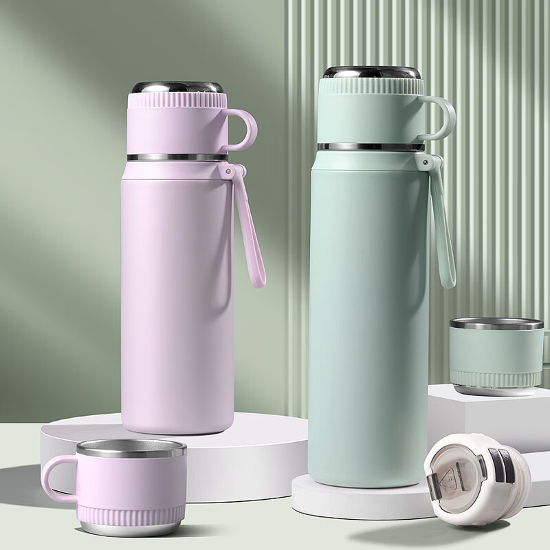 鼎珈派德国316不锈钢保温杯高颜值水杯学生2024新款大容量便携吸管杯子 果绿色 三饮保温杯 550ml