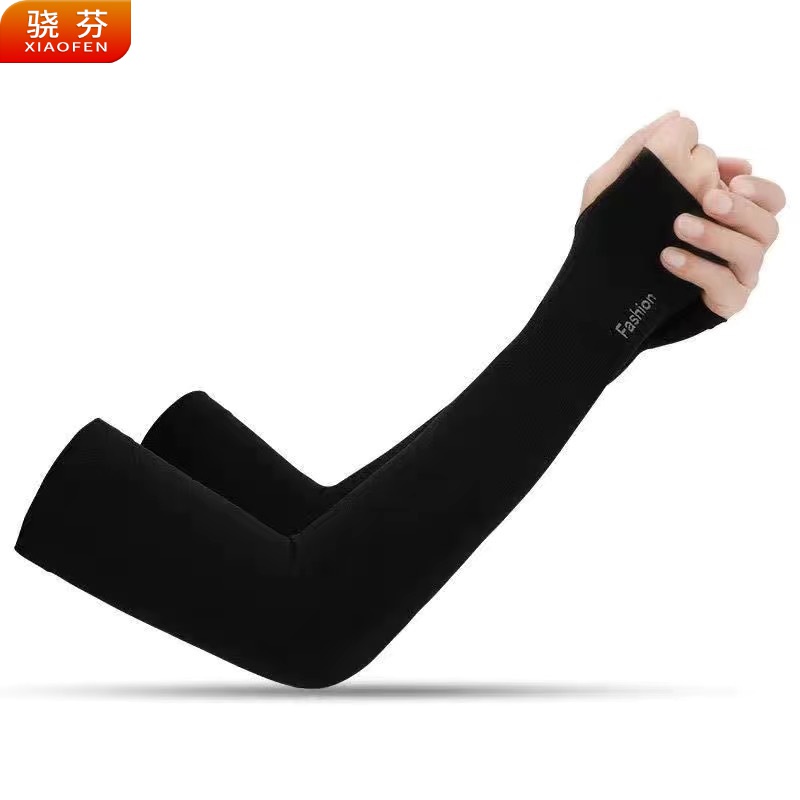 骁芬夏季防晒袖套男女士冰丝户外手套手臂袖骑行护臂防晒袖套 随机颜色 拇指款