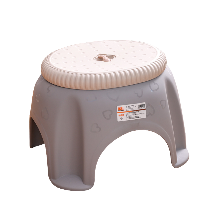 好尔塑料凳子家用客厅卫生间加厚防滑小圆凳简约可叠加结实小板凳 卡其色一个装