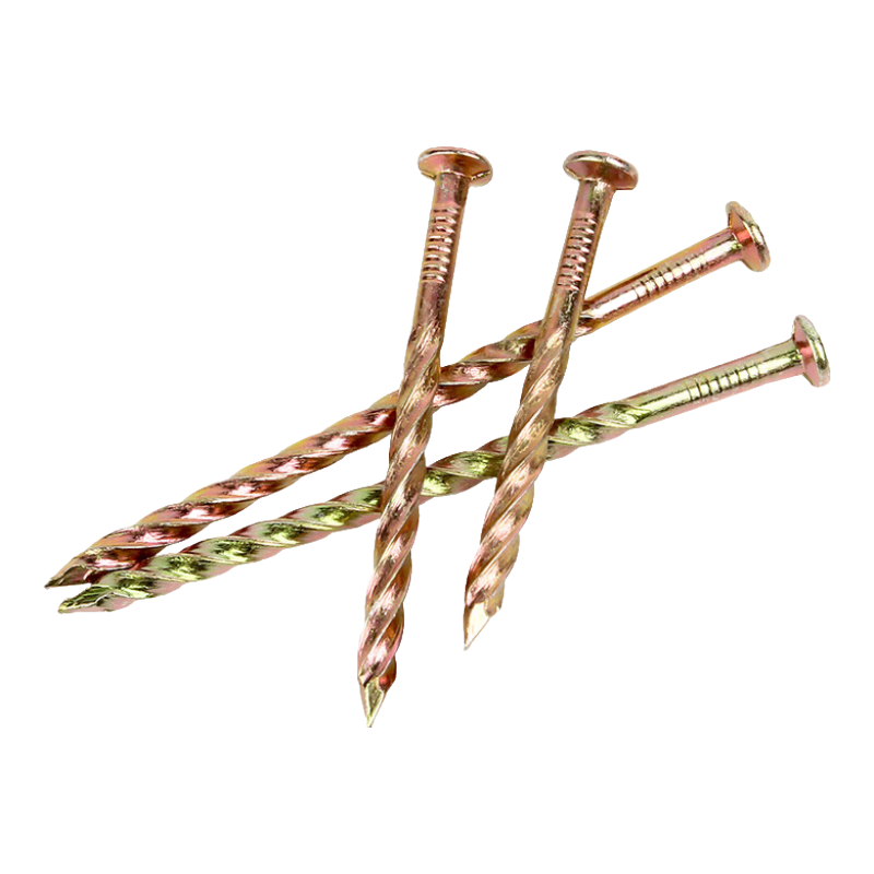 寶德豐鍍彩鋅地板釘麻花釘螺紋釘子龍骨釘防松釘防腐木頭洋釘圓釘大全 彩鋅麻花釘1.5寸4cm一包(約240個(gè)