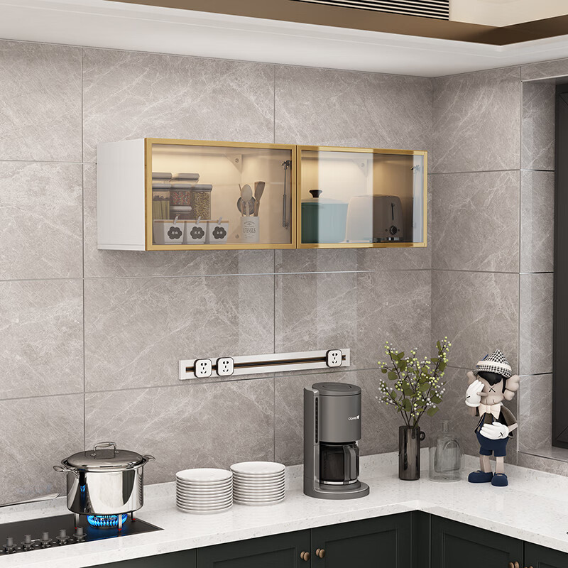 盎梓吊柜厨房吊柜下置物架壁挂调料柜上翻柜玻璃门吊柜挂墙壁 款式可