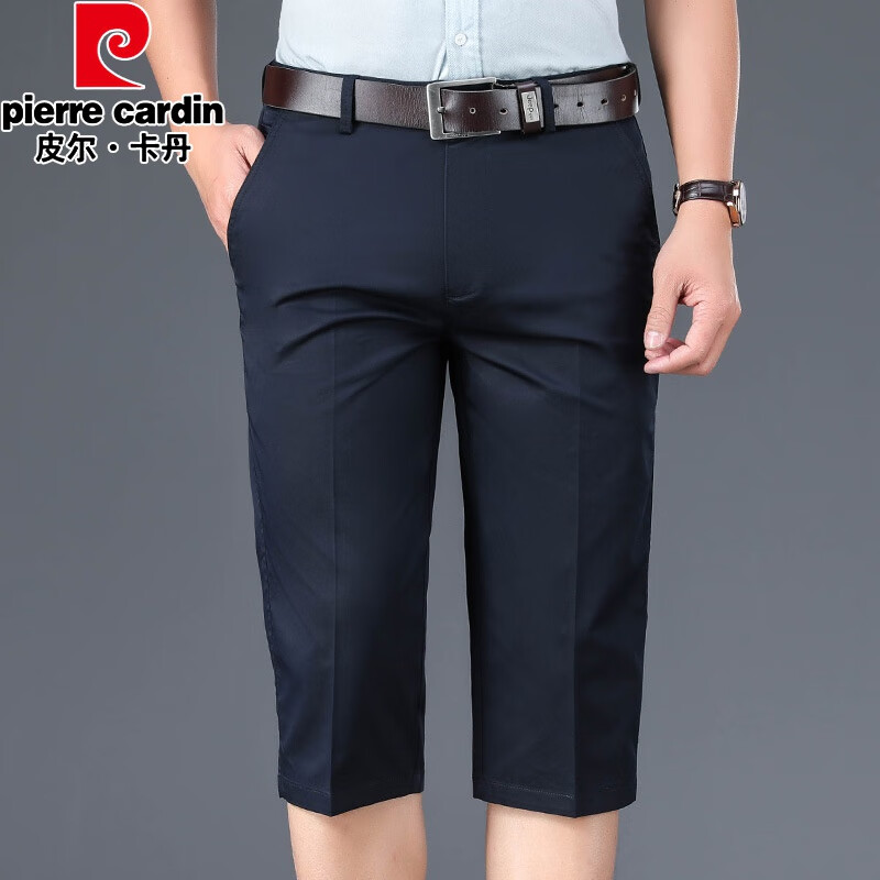 皮尔卡丹(pierre cardin)七分休闲裤爸爸西装短裤宽松男士休闲夏季薄