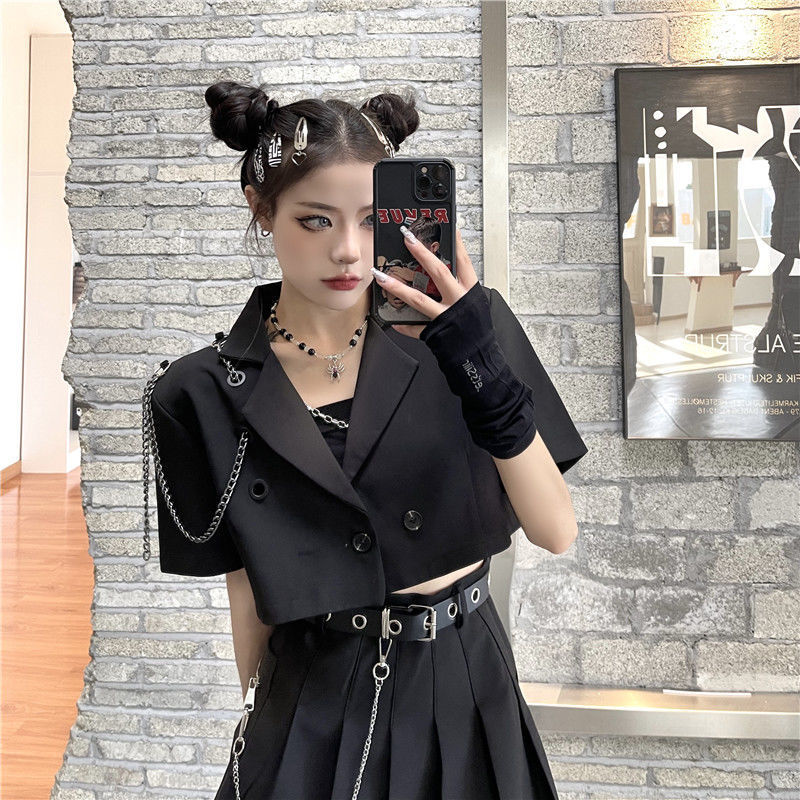 酷女孩暗黑系套装穿搭夏季连衣裙套装女新款jk制服ins暗黑炸街工装