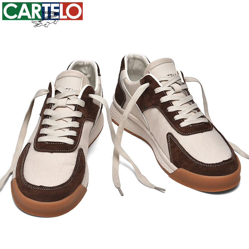 卡帝乐鳄鱼帆布男鞋春夏薄款透气防臭休闲板鞋男士潮流百搭低帮运动平底潮鞋 米咖[透气款]QH8021 41
