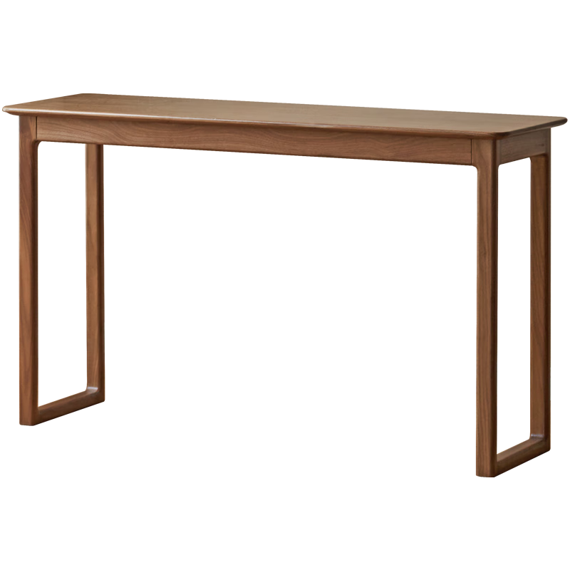 源氏木语实木书桌新中式靠墙长桌黑胡桃木窄桌子家用书房写字桌1.1米
