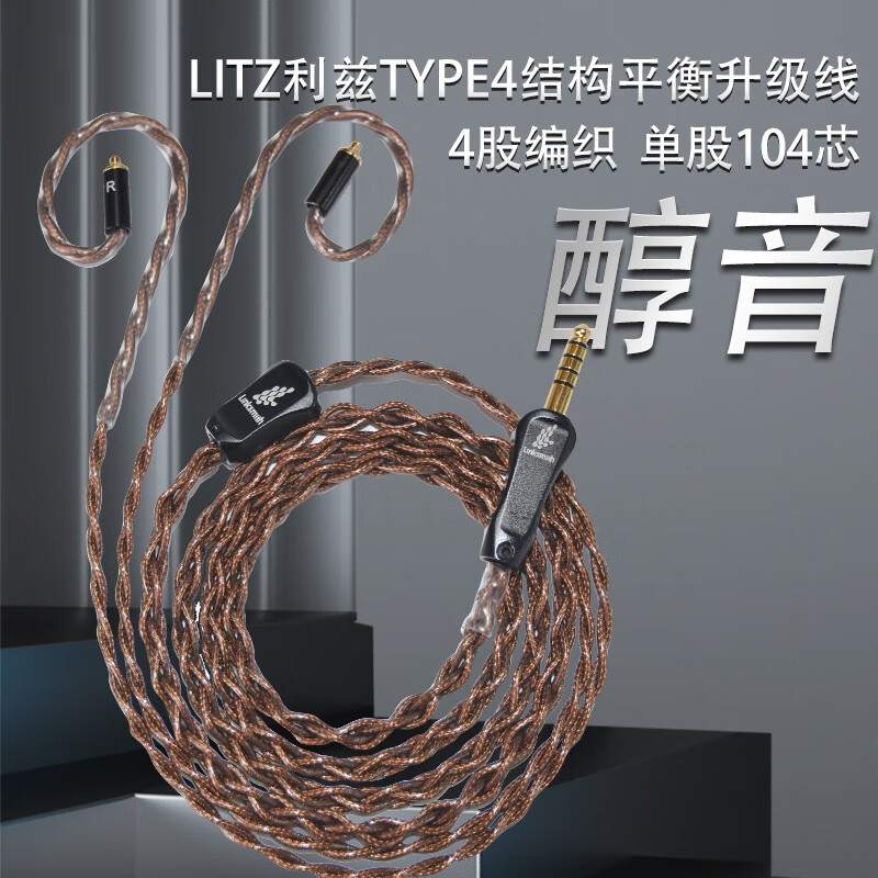 线艺匠mmcx耳机线适于IE300 IE200 IE600 IE900平衡线TYPE4结构416芯耳机4.4平衡耳机升级线 Type-C接口 适用于森海IE200/IE300/IE600