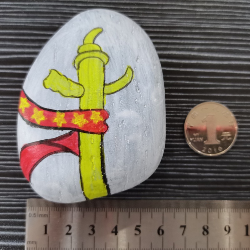 石头画成品叮当猫彩绘手绘石头工艺摆件节日山水 d3